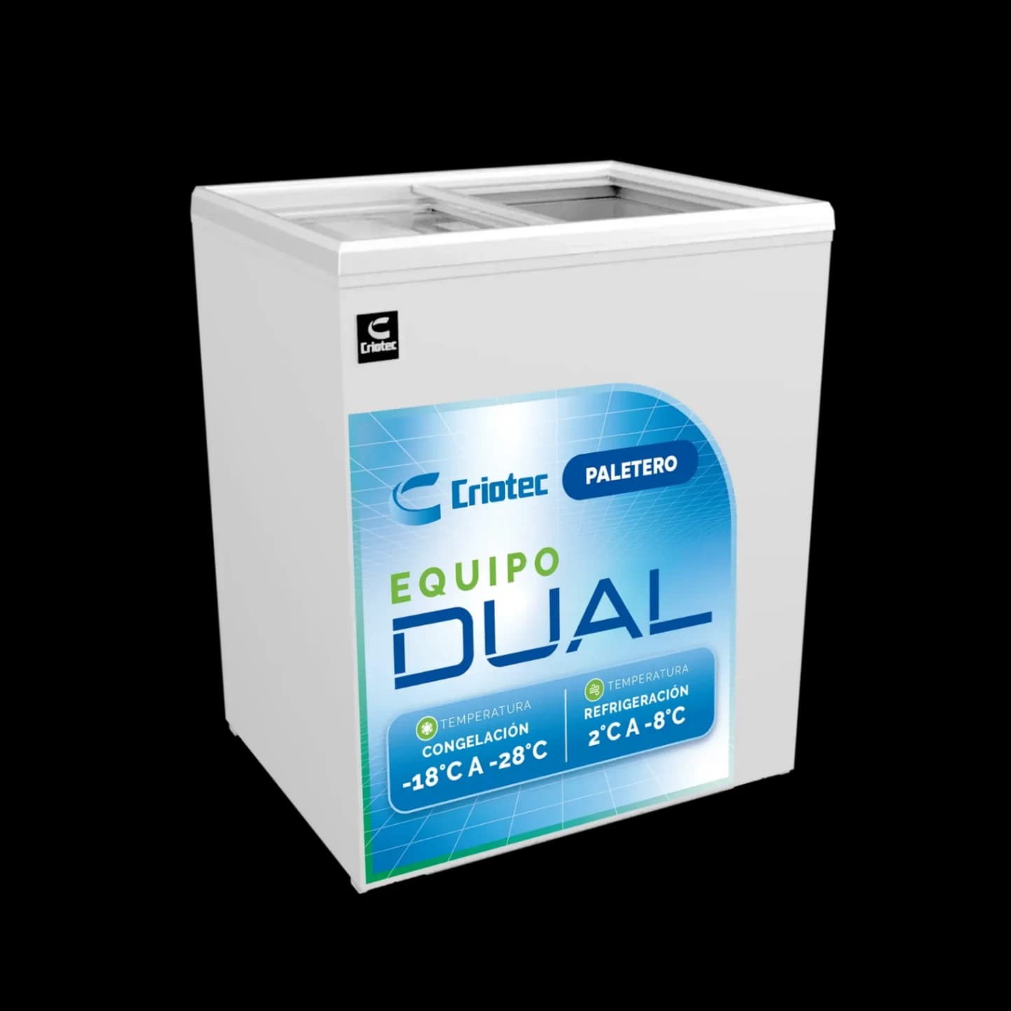 Conservador de Congelados Dual de puertas corredizas de 5 ft³ CRIOTEC CCH-05 — Equipo de Refrigeración Comercial RefriExpress